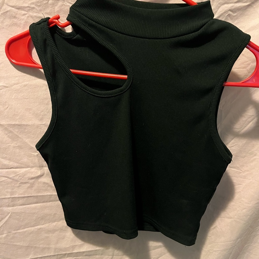 Black Sleeveless Mock Neck Top